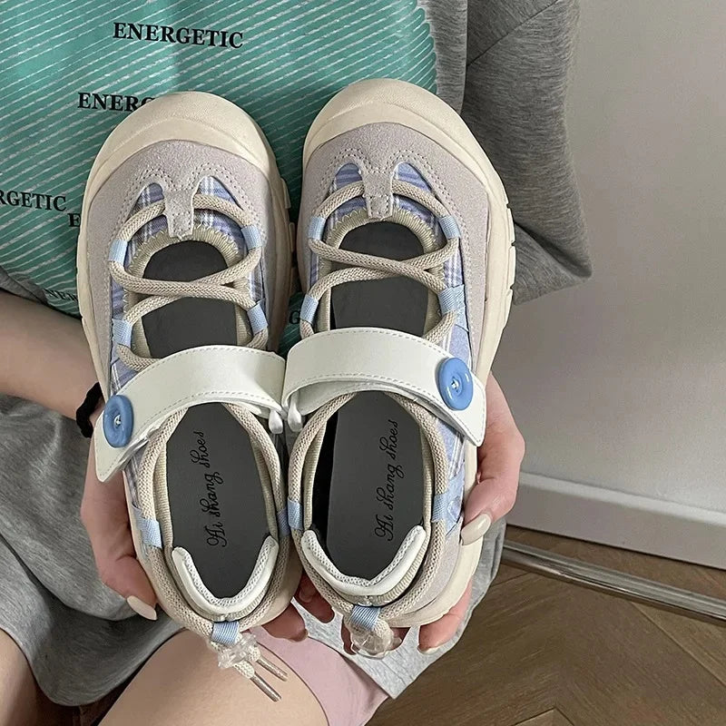 LBSFY -Ins Versatile Student Casual Sneakers Women's New Style Spring Autumn Ugly Shoe Board Shoes Polyester Sole Less Than 1cm He