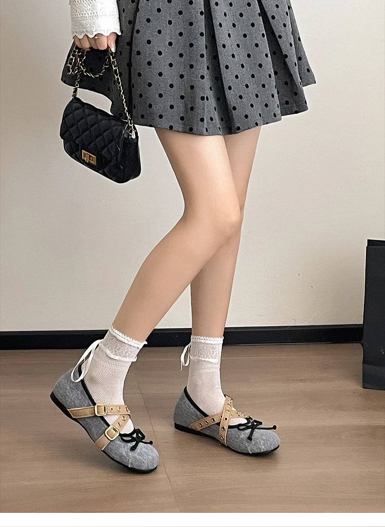 LBSFY -Autumn Design Butterfly-knot Women Ballet Style Flats Concise Shallow Shoes Ladies Outdoor Comfort Mary Jane Shoes