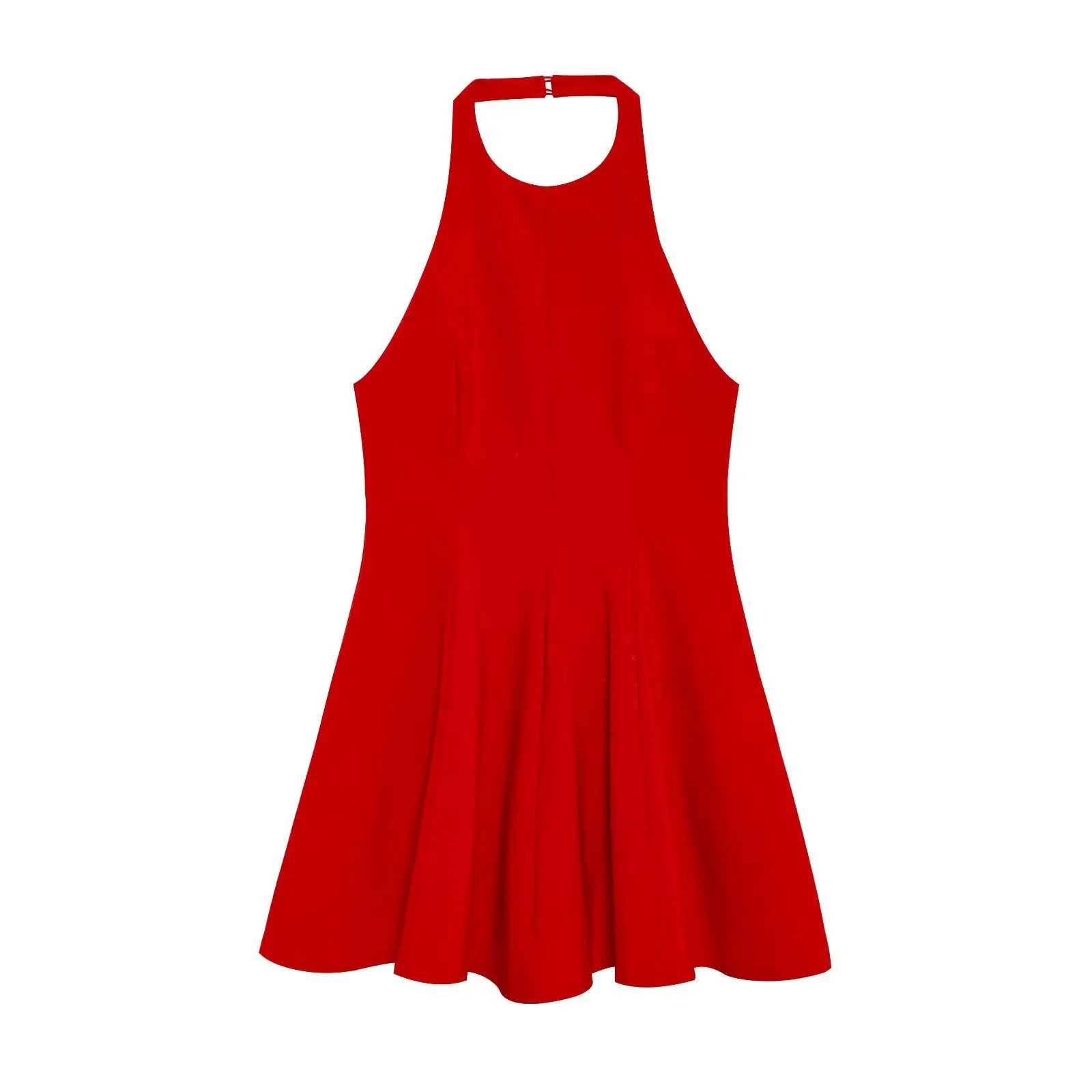LBSFY -Versatile Halter Neck Backless Short Dress New A-line Zipper Solid Color Yellow Party Dress Fashion Vestidos Woman Clothing