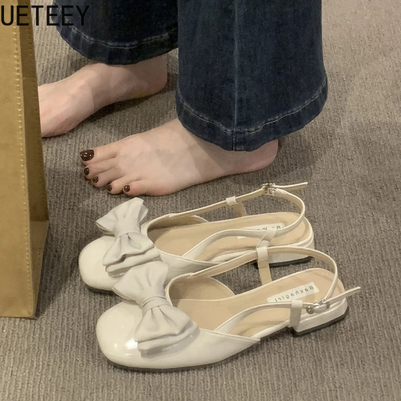 LBSFY  Summer Women Flats Sandals Fashion Butterfly-knot Mules Shoes Ladies Elegant Dancing Dress Sandalias