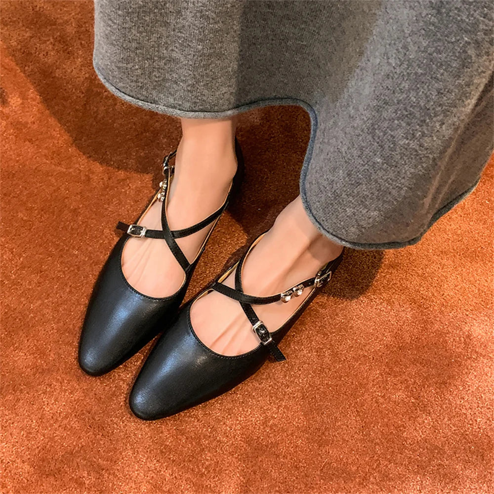 LBSFY  -   2025 Spring Summer Elegant Genuine Leather Pumps Woman Low Heeled Elegant Casual Shoes Woman Party Shoes Silver
