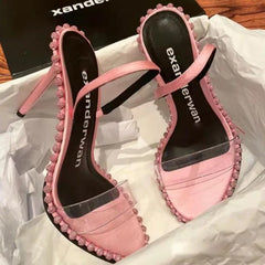 LBSFY  -  Open Toe PVC Crystal Sandals Women High Heels Summer Wedding Party Dress Slingback Shoes Rhinestone Sandalia Feminina Rivet