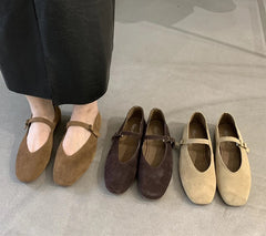 LBSFY -2025 Autumn Fashion Flat Ballet Shoes Women Shallow Ballet Leather Round Toe Female Ballerina Soft Moccasin Mary Janes Shoes