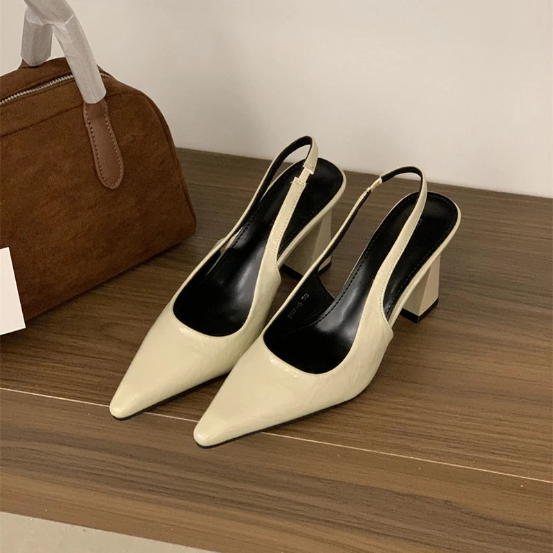 LBSFY  Summer Women's Thick Heel Sandals Fashion Cover Toe Slip On Shoes Design Style Party Dress Female Shoes