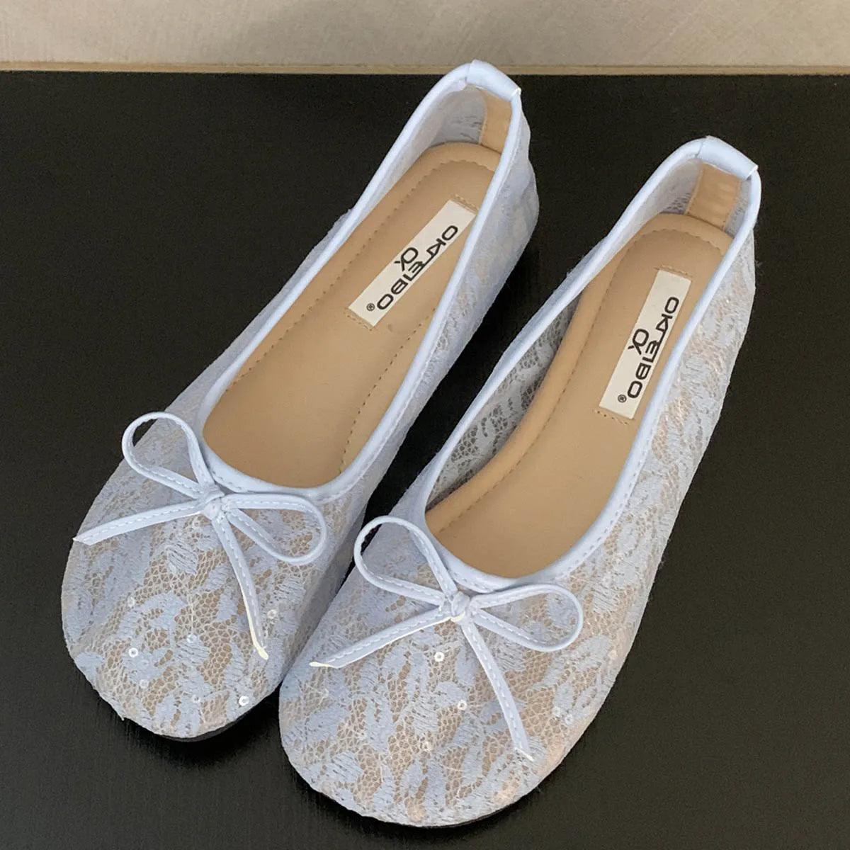LBSFY -Summer Fashion Concise Round Head  Women Ballet Flats Low Heels Bow Mesh Party Slide Mules Casual Shoes Zapatos De Mujer