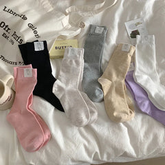 Lbsfy Women's Socks Korean Style Trendy Breathable Casual Dots Cartoon Crew Socks For Girls Novelty Color Warm Socks Comfortable Soft