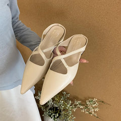 LBSFY -Women Sandals Woman Flat Heel Dress Shoes Retro Pointed Toe Flats Womens Slip On Slippers Mujer