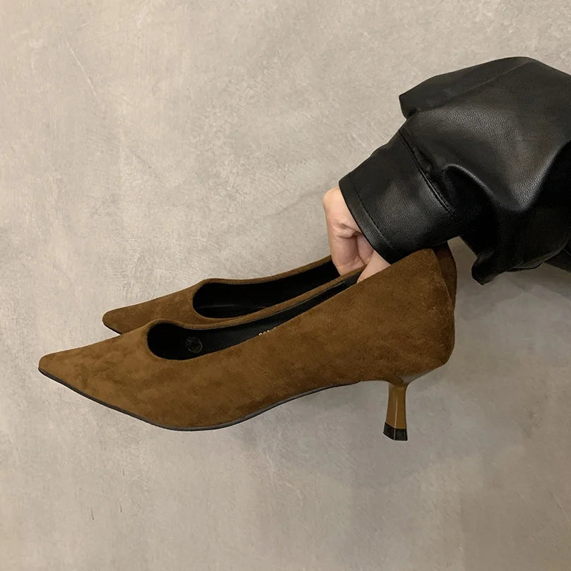 LBSFY -Fashion Sexy Flower Pointed Toe Thin Low Heels Pumps Women Elegant Wedding Slingback Mules Shoes Zapatos De Mujer