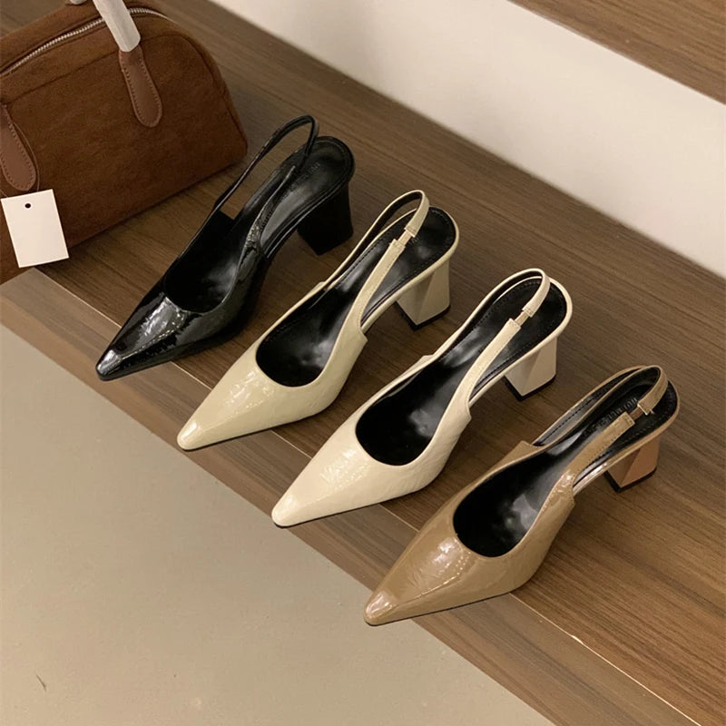 LBSFY  Summer Women's Thick Heel Sandals Fashion Cover Toe Slip On Shoes Design Style Party Dress Female Shoes