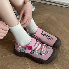 LBSFY -Ins Versatile Student Casual Sneakers Women's New Style Spring Autumn Ugly Shoe Board Shoes Polyester Sole Less Than 1cm He