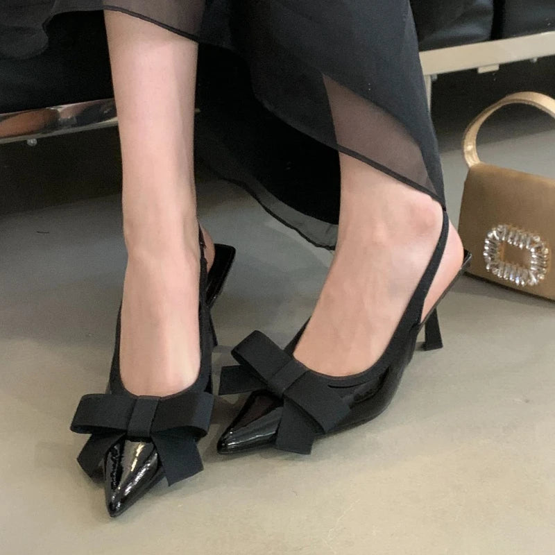 Lbsfy Butterfly-knot Sexy Pointed Toe High Heels Women Fashion Elegant Party Dress Shoes Brand Design Slingbacks Sandals Women Pumps