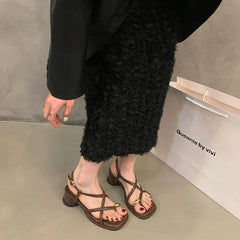 LBSFY  -  2024 Summers Gladiator Women's Sandals Fashion Narrow Band High Heel Ladies Elegant Outdoor Clip Toe Sandalias