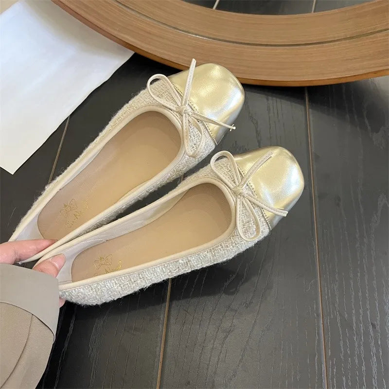 LBSFY -Women's New Ballet Shoes Leather Round Head Women's Shoe Flat Casual Classic Breathable Ladies Single Shoes