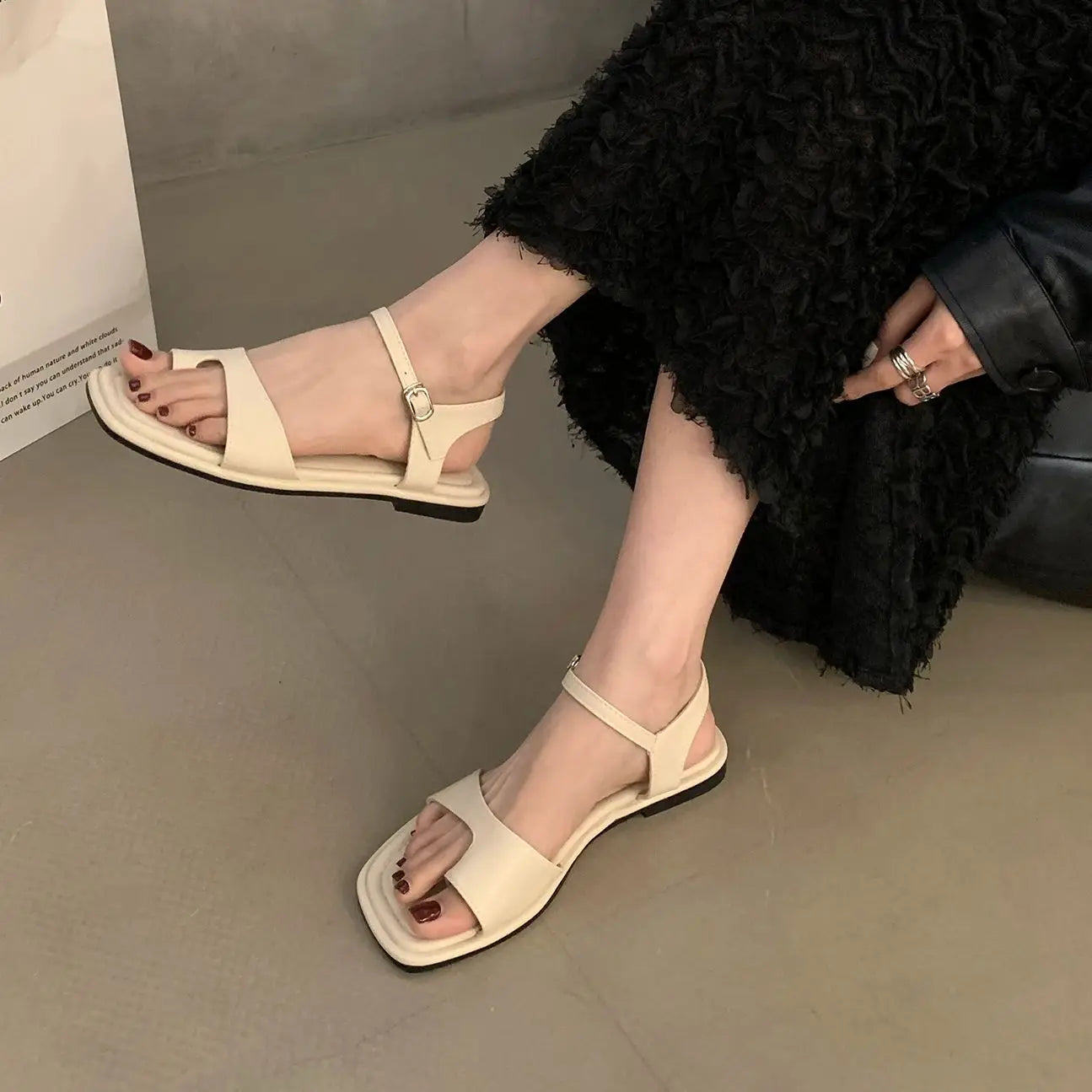LBSFY -Brand Summer Women Sandals Soft Flat Heel Casual Ladies Gladiator Shoes Women Outdoor Beach Rome Sandals Vacation Slide