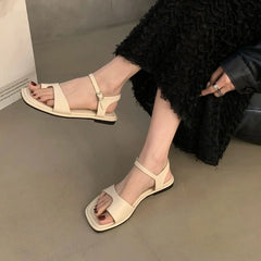 LBSFY -Brand Summer Women Sandals Soft Flat Heel Casual Ladies Gladiator Shoes Women Outdoor Beach Rome Sandals Vacation Slide