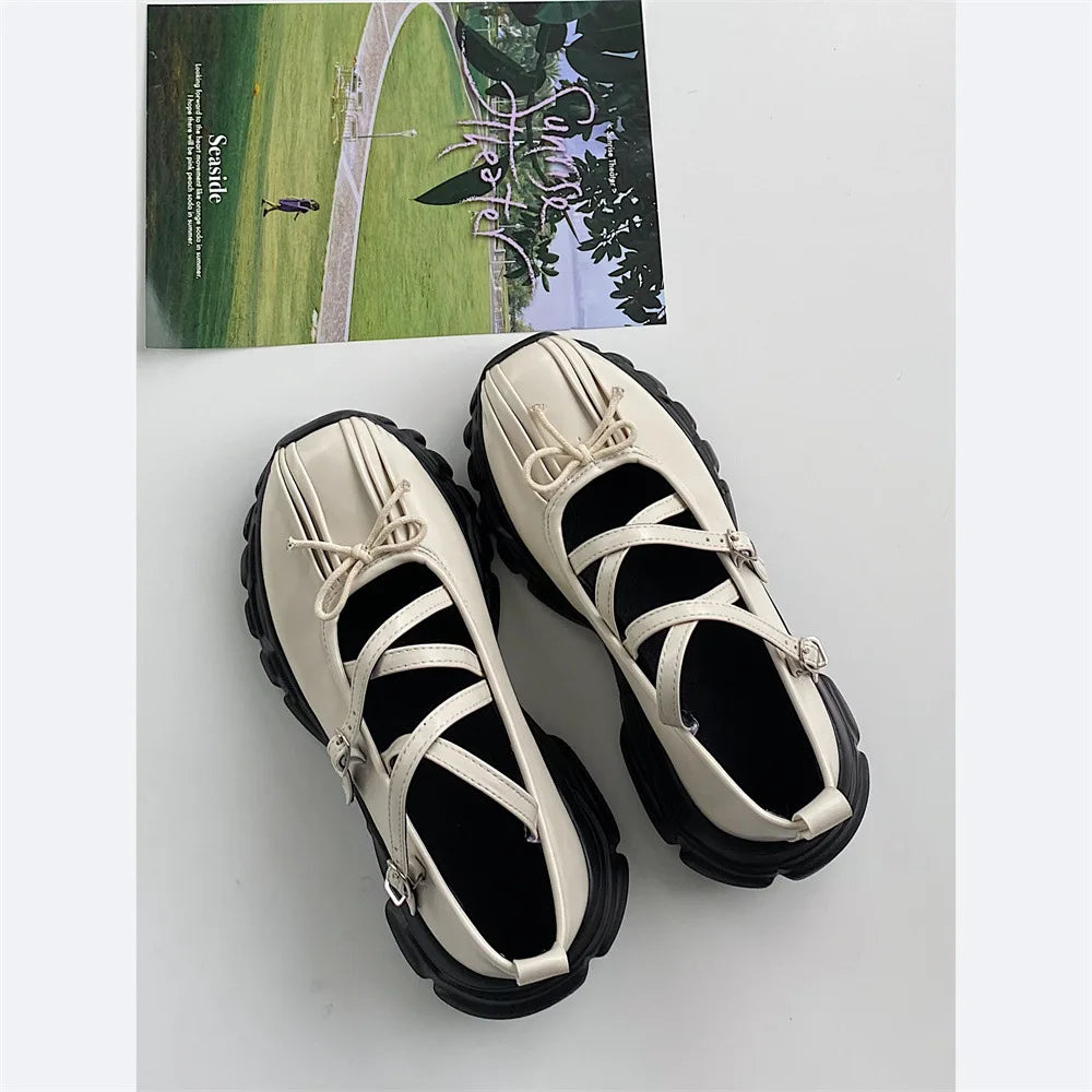 LBSFY -Summer Chunky Women Sports Shoes Fashion Shallow Butterfly-knot Platform Flat Shoes Ladies Casual Outdoor Mary Jane Shoes 2025