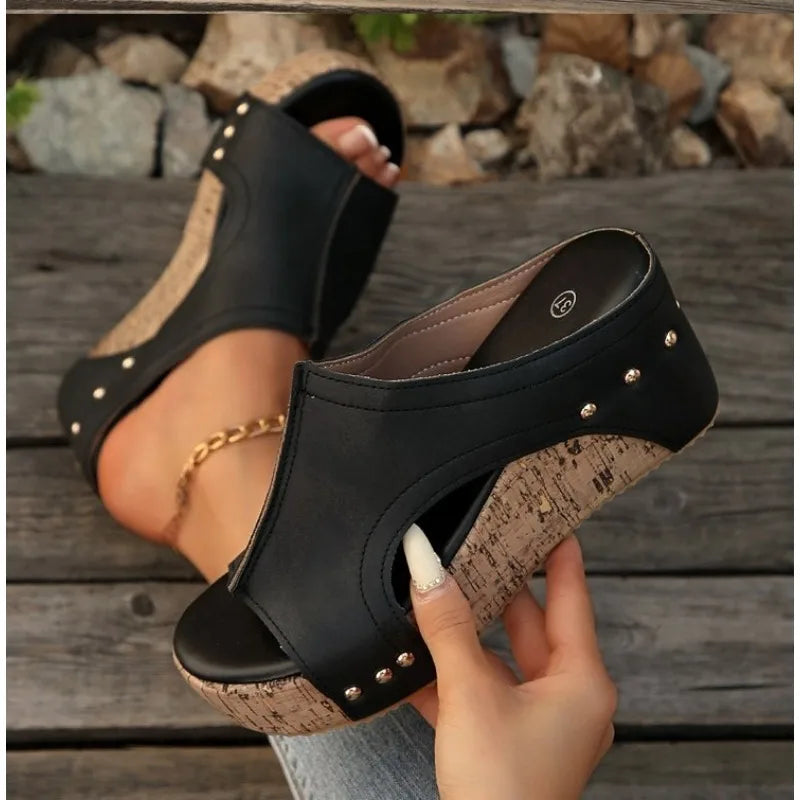 LBSFY -Luxury Slippers Roman Open Toe Platform Sandals Women Summer Retro Peep Toe Wedges Casual Slippers Slides Women Zapatos De Mujer