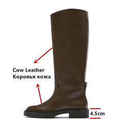 LBSFY  -  2024 Ins Genuine Leather Knee High Boots For Women Thick Heeled Autumn Winter Warm Shoes Woman High Motorcycle Boots
