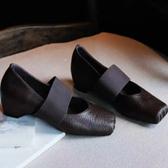 LBSFY -New Style Women's Retro Thick Heel Women Shoes Mary Jane Loafers Luxury Pumps Genuine Leather Sewn Square Heel Single Shoes