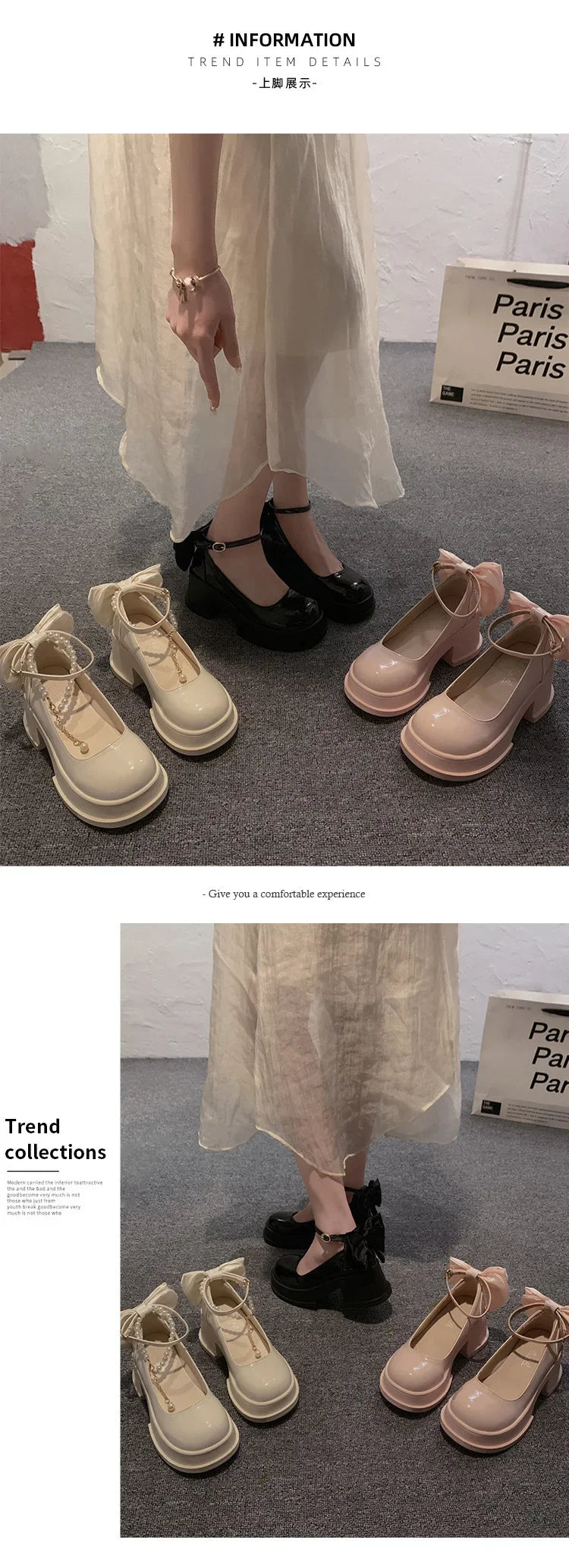 LBSFY -Women Thick Platform Mary Janes Lolita Shoes Party Pumps Summer 2024 New High Heels Sandals Bow Chain Mujer Shoes Oxford Zapatos