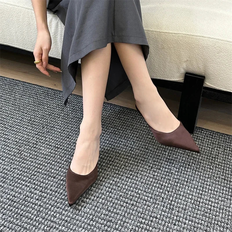 LBSFY -Fashion Concise Pointed Toe Women Slippers Thin Low Heels Casual Party Pumps Summer Slide Mules Shoes