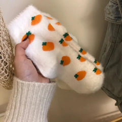 Lbsfy Mink Velvet Socks Women Autumn Winter Thicken Thermal Coral Velvet Sleep Plush Floor Cute Kawaii Soft Black White Sock Underwear