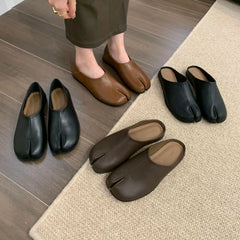 LBSFY -Women Tabi Ninja Slip On Flats Split Toe Slippers Round Toe Shallow Lazy Slip On Boat  Mules Shoes Soft Loafers Mujer