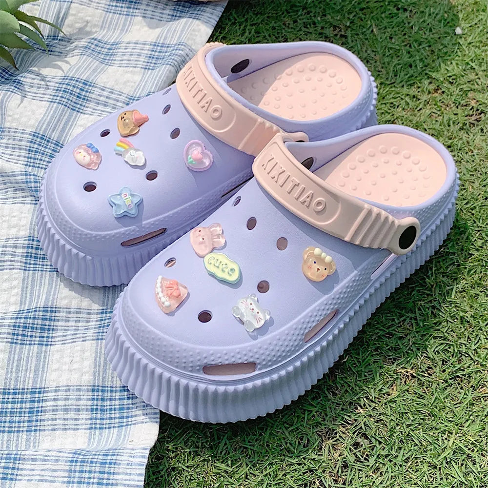 LBSFY  -  Women's Thick Sole Hole Shoes Creative New Style Beach Vacation Women's Slippers Beach Sandals Summer New EVA Elevated Outwear