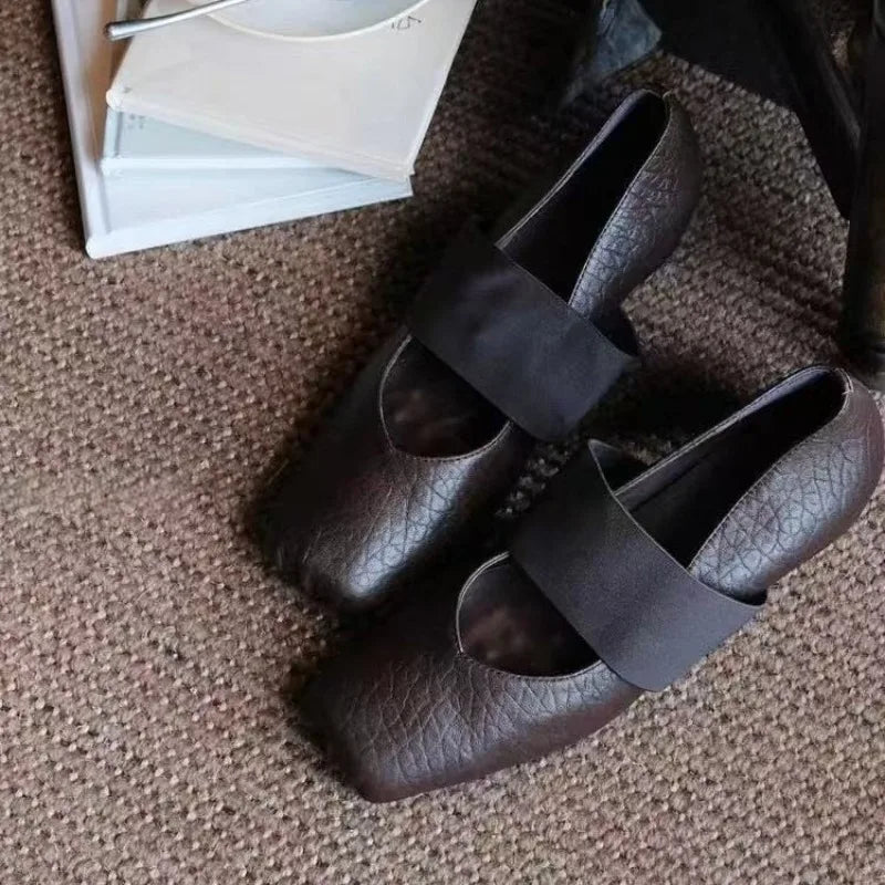LBSFY -New Style Women's Retro Thick Heel Women Shoes Mary Jane Loafers Luxury Pumps Genuine Leather Sewn Square Heel Single Shoes