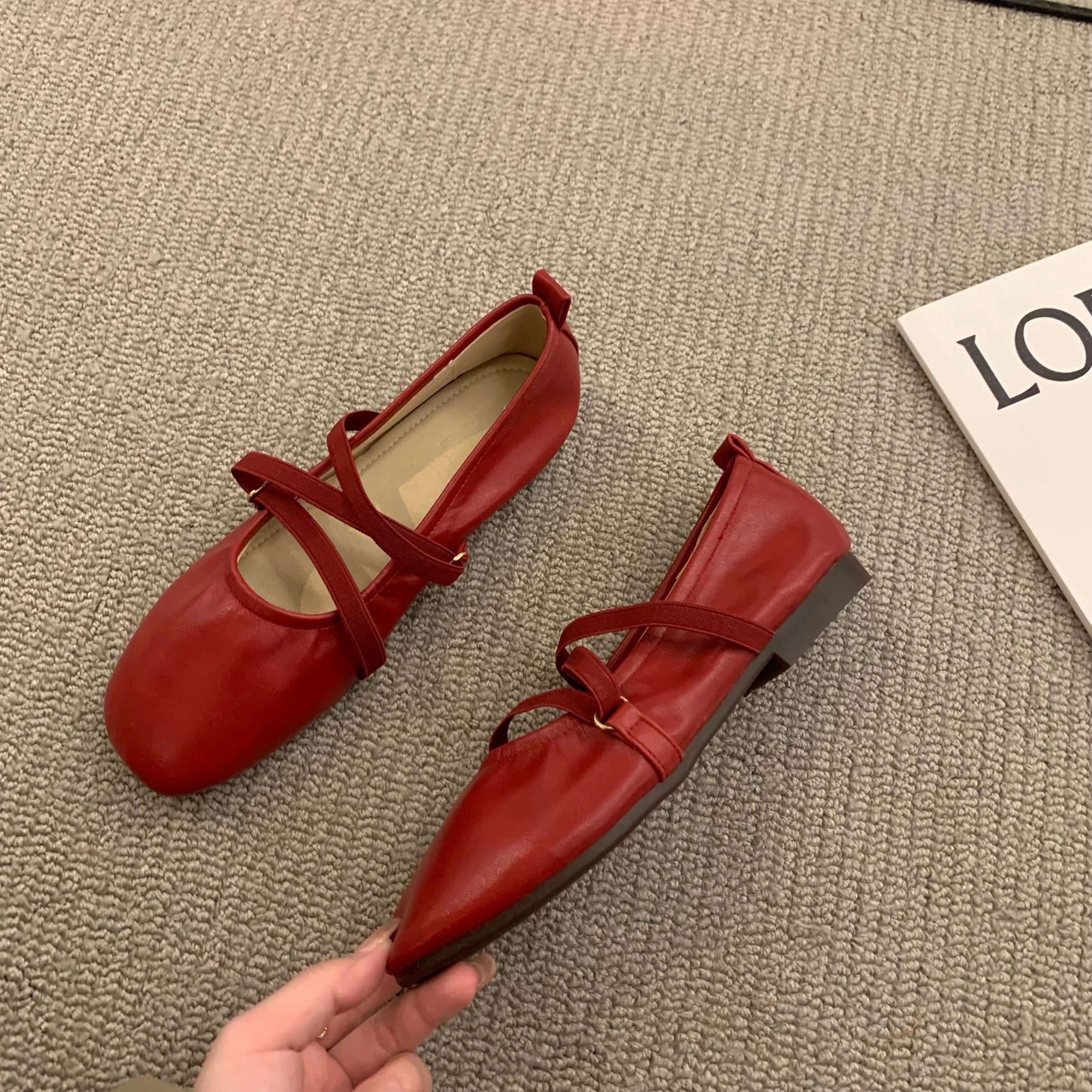 LBSFY -Women Shoes Brand Designer Mary Janes Shoes Woman Square Toe Japanned Leather Flats Vintage Narrow Band Loafers
