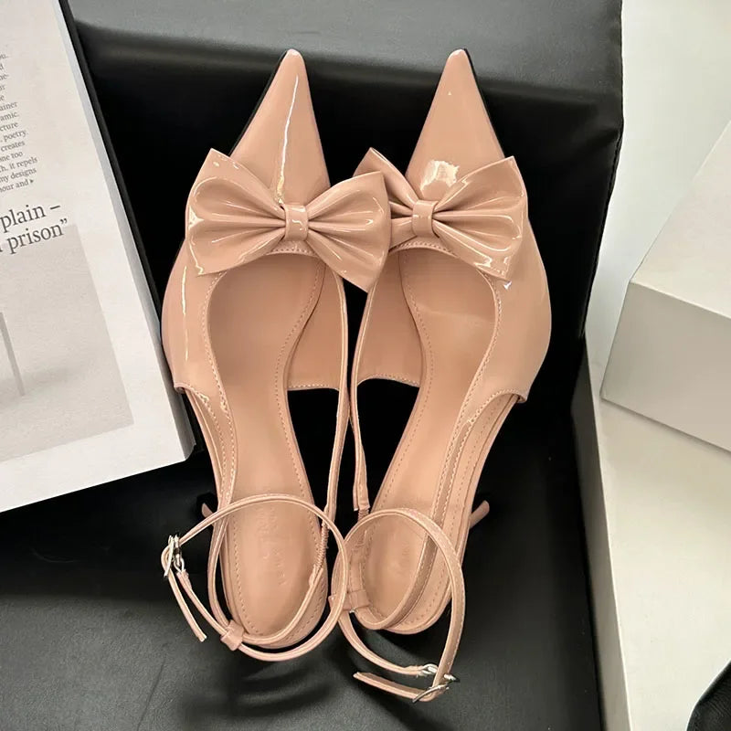 Lbsfy Butterfly-Knot Designer High Heels Women Ankle Strap Pointed Toe Banquet Dress Shoes Ladies Fashion Elegant Sandals Women Pumps