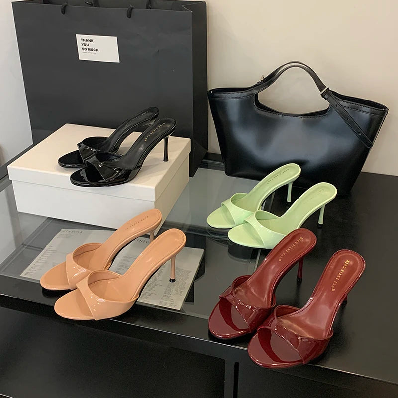 LBSFY  - Brand Women Slippers High Heels Sandals Sexy Pointed Open Toe Party Wedding Summer Shoes Woman Soft Outdoor Slides