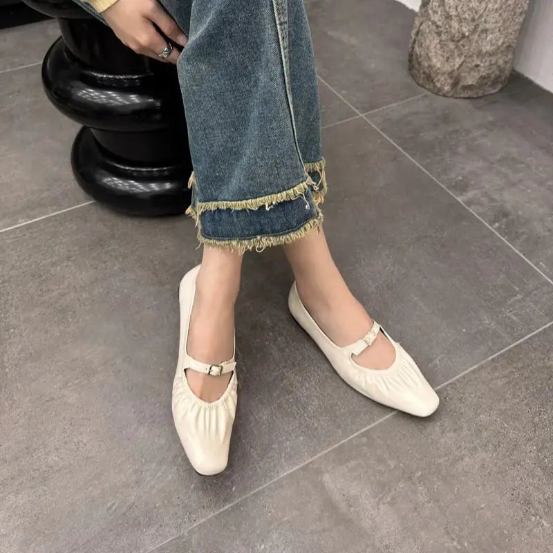 LBSFY -New Brand Women Flats Round Toe Shallow Slip On Ladies Casual Ballet Shoes Soft Leather Eelgant Dress Shoes