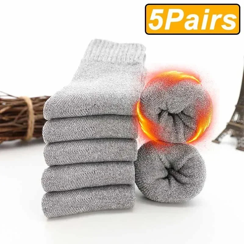 Lbsfy 5Pairs Winter Thicker Warm Men’s Sock Wool Male Women Socks Super Solid Socks Merino Wool Socks Against Cold Snow Terry Sock