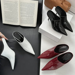 LBSFY -Spring Fashion Woman Slippers Sexy Pointed Toe Thin Low Heels Wedding Party Slides Mules Shoes Zapatillas De Mujer