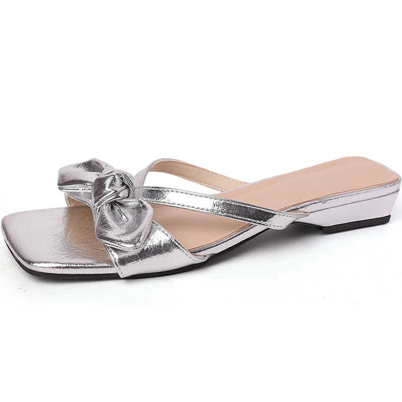 LBSFY  Summer Women Fashion Butterfly-knot Slippers Casual Open Toe Beach Vacation Slides Party Dress Shoes