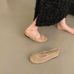 LBSFY -New Brand Women Flat Shoes Fashion Mesh Ladies Elegant Mary Jane Shoes Soft Sole Outdoor Dress Ballerinas