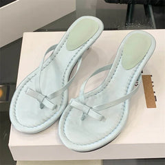 LBSFY -Summer Butterfly-knot Clip Toe Women Slippers Fashion Low Thin Heels Sandals Party Dress Flip Flops Shoes