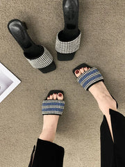 LBSFY  -  Women's Shoes Slippers Outdoor 2024 Summer New Rhinestone Thick Heel Non-slip Fashion High Heels