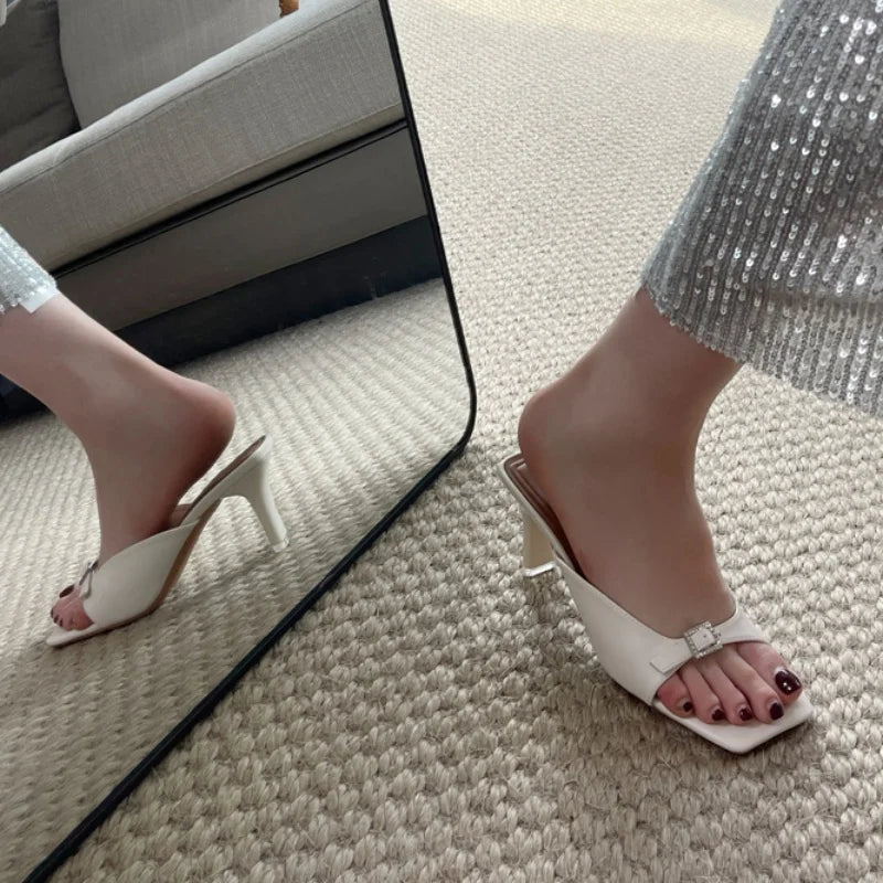 LBSFY - Summer Fashion Women Slipper Slip On Ladies Sandals Thin High Heel Outdoor Dress Slides Shoes Flip Flop Mujer