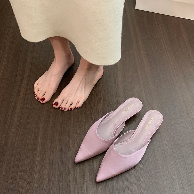 LBSFY  Summer Fashion Pointed Toe Mules Women Slippers Casual Dress Street Style Slides Ladies Slip On Shoes