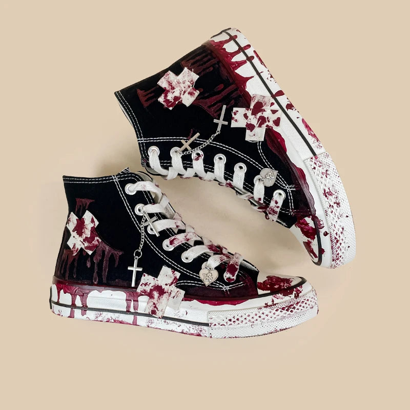 LBSFY  -  Sneakers High Top Graffiti Hand Painted Canvas Shoes Unisex Teenager Students Individual Shoes