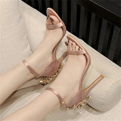 LBSFY  -  Summer Street Style Crystal Metal Buckle Strap Women Sandals Fashion Open Toe Thin High Heels Party Prom Shoes