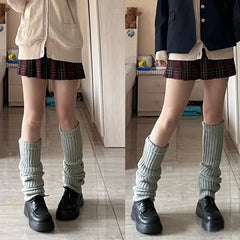 Lbsfy 70cm Women Leg Warmers Over Knee Japanese Lolita Style JK Uniform for Girl Sweet Kawaii Up Knitted Socks Foot Warming Cover