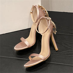 LBSFY  -  Sexy Design Crystal Metal Buckle Strap Women Sandals Street Style Open Toe Thin High Heels Banquet Prom Shoes