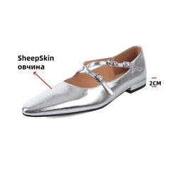 LBSFY  -   2025 Spring Summer Elegant Genuine Leather Pumps Woman Low Heeled Elegant Casual Shoes Woman Party Shoes Silver
