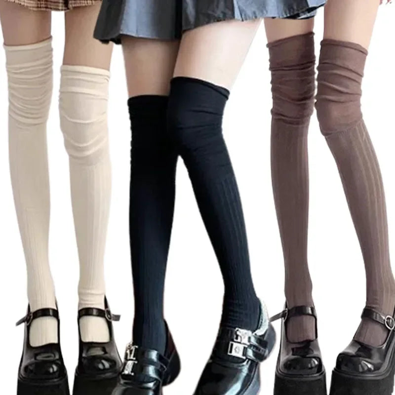 Lbsfy 1/3pairs Autumn Long Tube Socks Thermal Warm Stocking Female Trendy Casual Thigh High Striped Leggings Trendy Over The Knee Sock