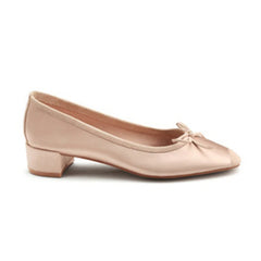 LBSFY -Fashion Design Silk Ballerinas Women Pumps Slip On Loafers Round Toe Square Heels Bowknot Casual Spring Autumn Shoes