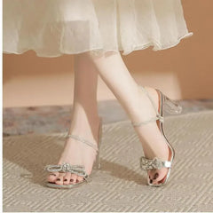 LBSFY  -  Size 30-44 Square Toe Chunky Heel Sandals Women Transparent High Heel Open Toe Summer Sandals Two-wearing Gold Silver Heels