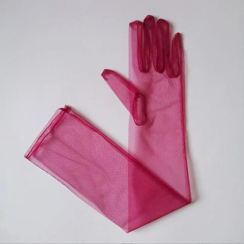 Lbsfy New Gloves for Women Dress 55cm Sheer Mesh Gloves Sexy Thin Elbow Long Gloves Wedding Accessory Anti-UV Cycling Driving Mittens